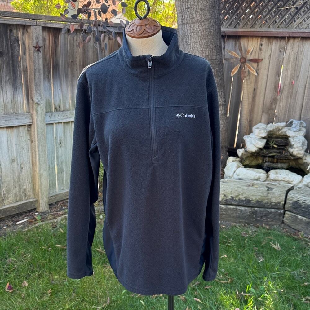Columbia Sportswear 1/4 Zip Black Fleece Pullover Sweatshirt Men's Large